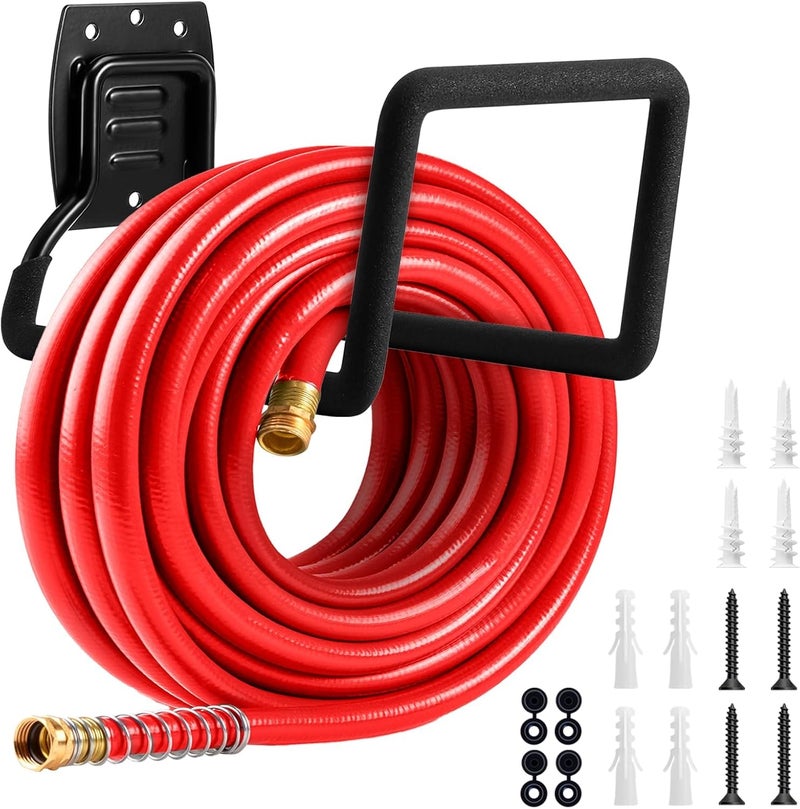 QMSK Garden Hose Holder, Metal Wall Mounted Water Hose Reel for Outside, Durable Hook Stand for Garden Hose Storage, Water Hose, Extension Cords, Flexable Hose Use(1Pack) - Image 1